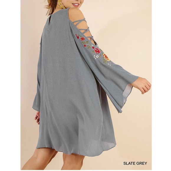 Umgee Plus Cutout Bell Sleeve Boho Tunic Dress - Picture 4 of 8